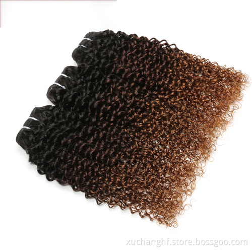 Ombre Cheap Raw Indian 100% Human Hair Kinky Curly Bundles With Closure Virgin Mink Brazilian Cuticle Aligned Hair Extensions